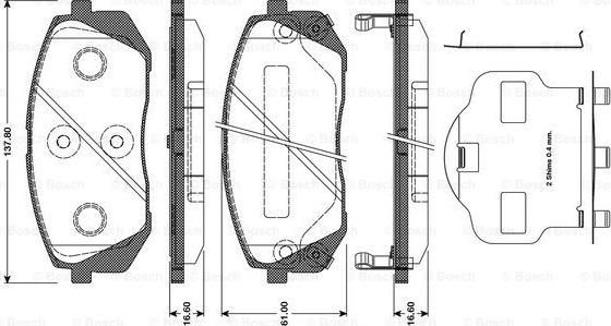 BOSCH 0 986 TB3 124 - Bremžu uzliku kompl., Disku bremzes www.autospares.lv