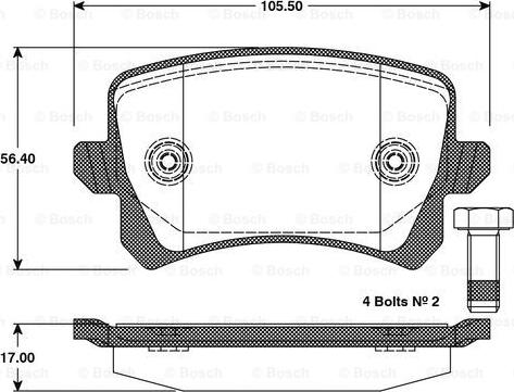 BOSCH 0 986 TB3 125 - Bremžu uzliku kompl., Disku bremzes autospares.lv