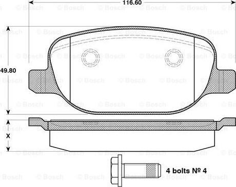 BOSCH 0 986 TB3 122 - Bremžu uzliku kompl., Disku bremzes www.autospares.lv