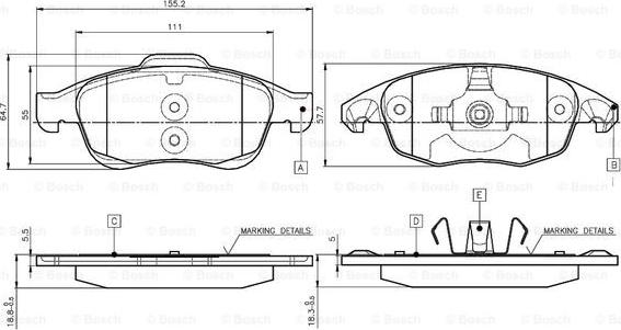 BOSCH 0 986 TB2 949 - Bremžu uzliku kompl., Disku bremzes autospares.lv