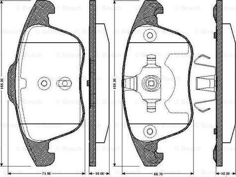 BOSCH 0 986 TB2 950 - Тормозные колодки, дисковые, комплект www.autospares.lv