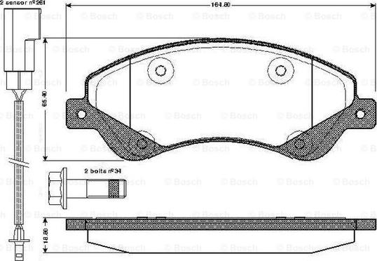 BOSCH 0 986 TB2 952 - Bremžu uzliku kompl., Disku bremzes www.autospares.lv