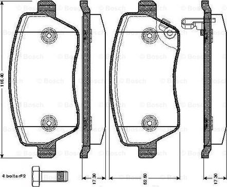 BOSCH 0 986 TB2 965 - Тормозные колодки, дисковые, комплект www.autospares.lv