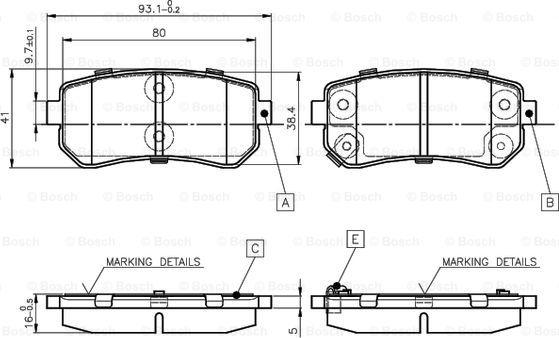 BOSCH 0 986 TB2 975 - Тормозные колодки, дисковые, комплект www.autospares.lv