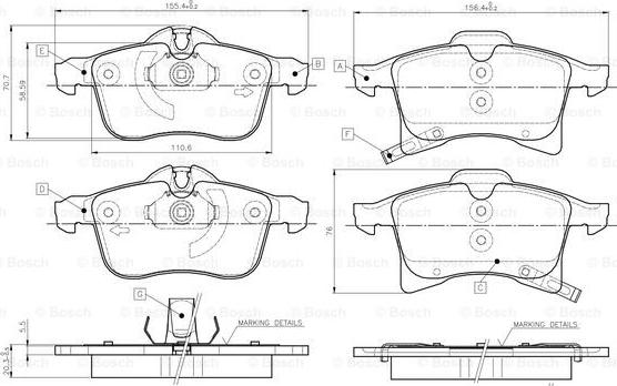 BOSCH 0 986 TB2 459 - Bremžu uzliku kompl., Disku bremzes autospares.lv