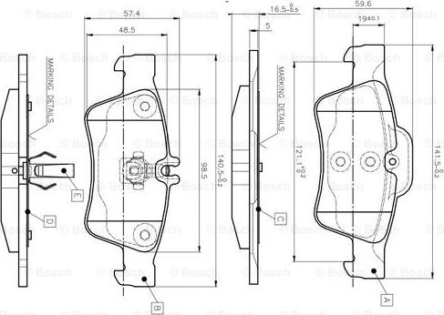 BOSCH 0 986 TB2 451 - Bremžu uzliku kompl., Disku bremzes autospares.lv