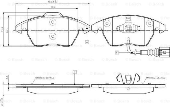 BOSCH 0 986 TB2 457 - Bremžu uzliku kompl., Disku bremzes autospares.lv