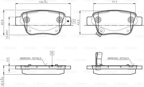 BOSCH 0 986 TB2 464 - Bremžu uzliku kompl., Disku bremzes autospares.lv