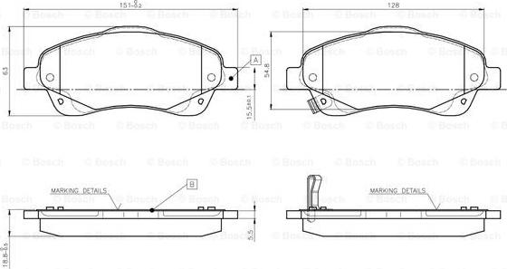 BOSCH 0 986 TB2 463 - Bremžu uzliku kompl., Disku bremzes autospares.lv