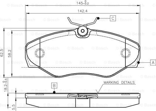 BOSCH 0 986 TB2 402 - Bremžu uzliku kompl., Disku bremzes autospares.lv