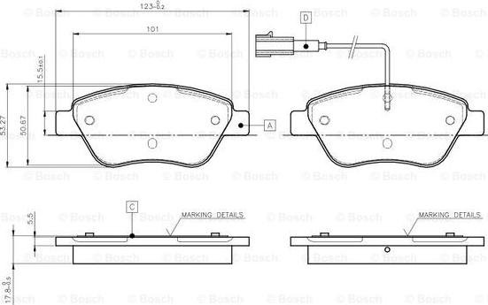 BOSCH 0 986 TB2 414 - Bremžu uzliku kompl., Disku bremzes autospares.lv