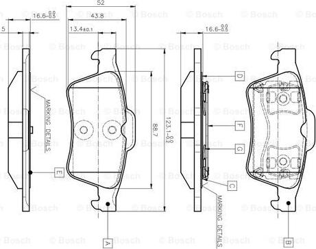 BOSCH 0 986 TB2 410 - Тормозные колодки, дисковые, комплект www.autospares.lv