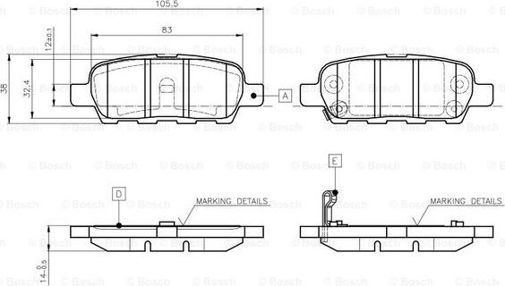 BOSCH 0 986 TB2 417 - Bremžu uzliku kompl., Disku bremzes www.autospares.lv