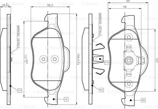 BOSCH 0 986 TB2 434 - Bremžu uzliku kompl., Disku bremzes autospares.lv