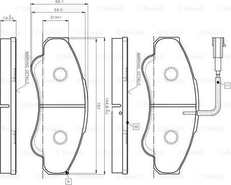 BOSCH 0 986 TB2 431 - Bremžu uzliku kompl., Disku bremzes autospares.lv