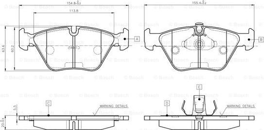 BOSCH 0 986 TB2 598 - Bremžu uzliku kompl., Disku bremzes autospares.lv