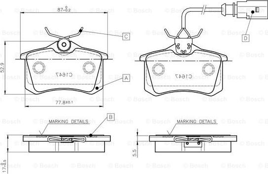 BOSCH 0 986 TB2 592 - Bremžu uzliku kompl., Disku bremzes autospares.lv