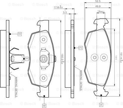 BOSCH 0 986 TB2 541 - Bremžu uzliku kompl., Disku bremzes www.autospares.lv