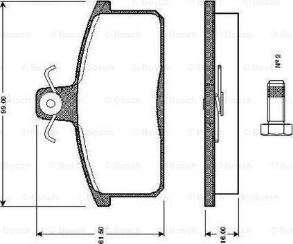 BOSCH 0 986 TB2 502 - Bremžu uzliku kompl., Disku bremzes autospares.lv