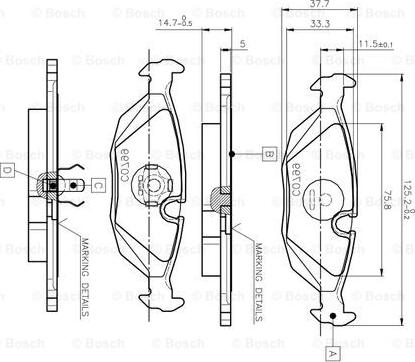 BOSCH 0 986 TB2 532 - Bremžu uzliku kompl., Disku bremzes www.autospares.lv