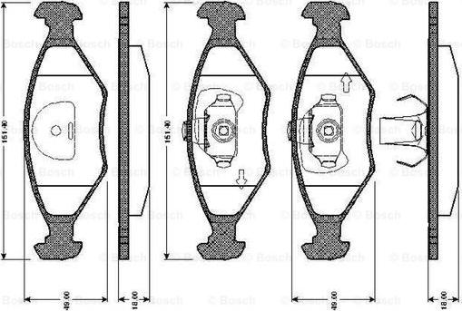 BOSCH 0 986 TB2 605 - Bremžu uzliku kompl., Disku bremzes www.autospares.lv