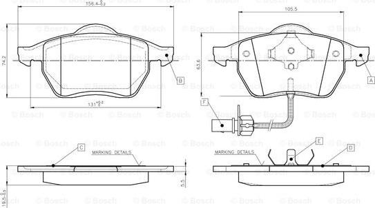 BOSCH 0 986 TB2 673 - Тормозные колодки, дисковые, комплект www.autospares.lv