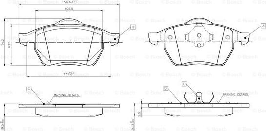 BOSCH 0 986 TB2 672 - Bremžu uzliku kompl., Disku bremzes autospares.lv