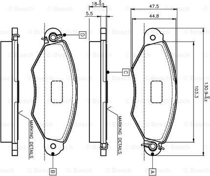 BOSCH 0 986 TB2 043 - Bremžu uzliku kompl., Disku bremzes autospares.lv