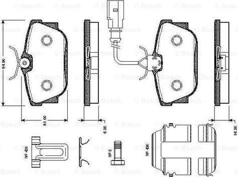 BOSCH 0 986 TB2 047 - Bremžu uzliku kompl., Disku bremzes www.autospares.lv