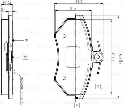 BOSCH 0 986 TB2 004 - Bremžu uzliku kompl., Disku bremzes www.autospares.lv