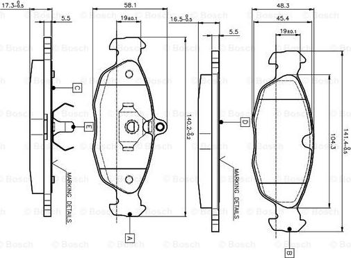 BOSCH 0 986 TB2 021 - Bremžu uzliku kompl., Disku bremzes autospares.lv