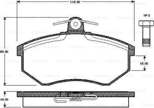 BOSCH 0 986 TB2 071 - Тормозные колодки, дисковые, комплект www.autospares.lv