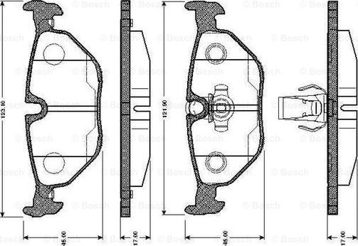 BOSCH 0 986 TB2 145 - Bremžu uzliku kompl., Disku bremzes autospares.lv