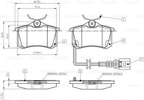 BOSCH 0 986 TB2 141 - Тормозные колодки, дисковые, комплект www.autospares.lv