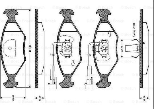 BOSCH 0 986 TB2 156 - Bremžu uzliku kompl., Disku bremzes www.autospares.lv