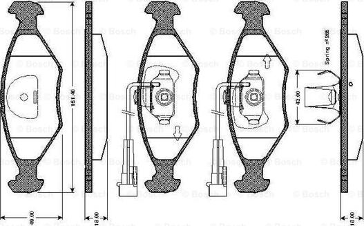 BOSCH 0 986 TB2 157 - Тормозные колодки, дисковые, комплект www.autospares.lv