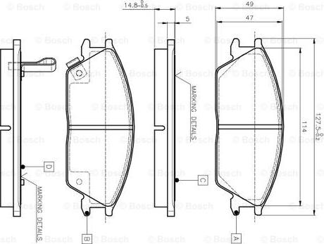 BOSCH 0 986 TB2 115 - Bremžu uzliku kompl., Disku bremzes www.autospares.lv