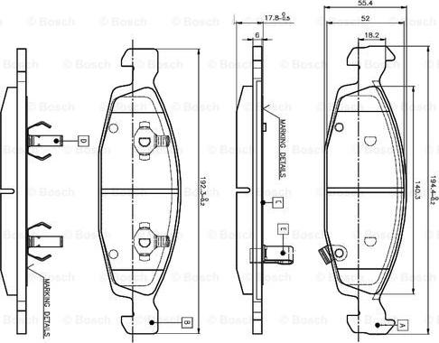 BOSCH 0 986 TB2 801 - Bremžu uzliku kompl., Disku bremzes www.autospares.lv