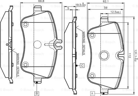 BOSCH 0 986 TB2 814 - Bremžu uzliku kompl., Disku bremzes autospares.lv