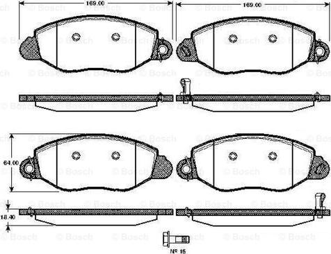 BOSCH 0 986 TB2 817 - Bremžu uzliku kompl., Disku bremzes www.autospares.lv