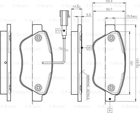 BOSCH 0 986 TB2 836 - Bremžu uzliku kompl., Disku bremzes www.autospares.lv