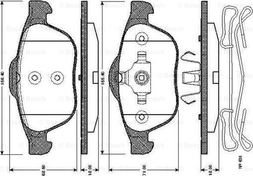 BOSCH 0 986 TB2 831 - Тормозные колодки, дисковые, комплект www.autospares.lv