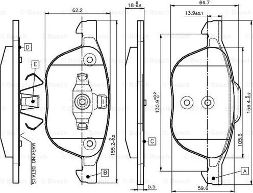 BOSCH 0 986 TB2 877 - Bremžu uzliku kompl., Disku bremzes www.autospares.lv