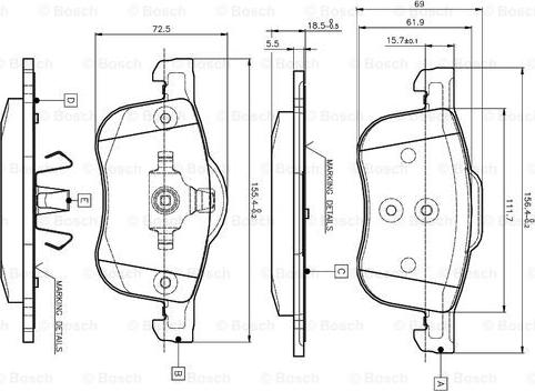 BOSCH 0 986 TB2 351 - Bremžu uzliku kompl., Disku bremzes www.autospares.lv