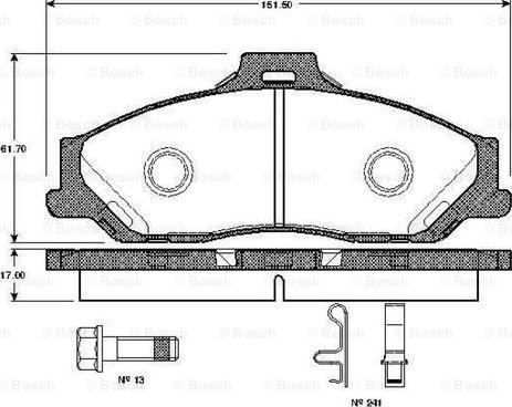 BOSCH 0 986 TB2 361 - Bremžu uzliku kompl., Disku bremzes autospares.lv