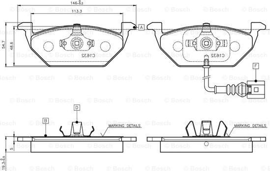 BOSCH 0 986 TB2 314 - Bremžu uzliku kompl., Disku bremzes autospares.lv