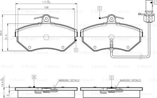 BOSCH 0 986 TB2 312 - Тормозные колодки, дисковые, комплект www.autospares.lv