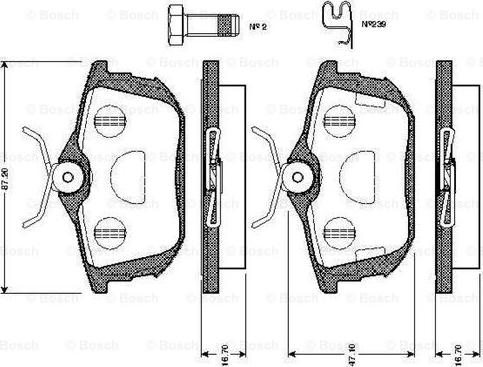 BOSCH 0 986 TB2 299 - Bremžu uzliku kompl., Disku bremzes www.autospares.lv