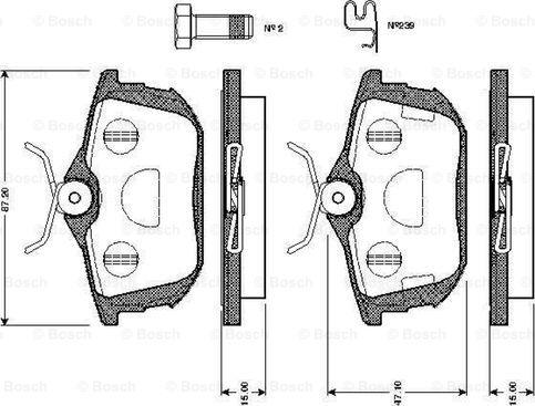 BOSCH 0 986 TB2 298 - Brake Pad Set, disc brake www.autospares.lv