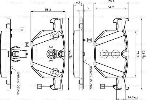 BOSCH 0 986 TB2 207 - Bremžu uzliku kompl., Disku bremzes www.autospares.lv